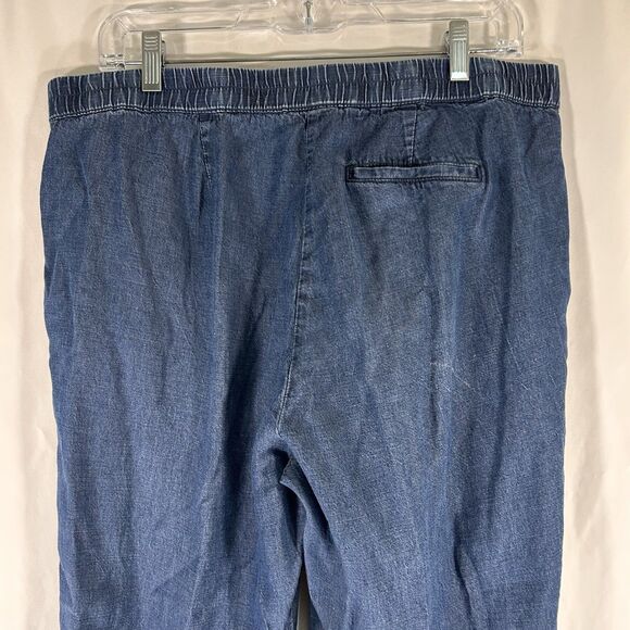 J Jill Denim Pants Women's 12 Medium Wash Blue Button Zip Mid Rise Linen Tencel - Picture 7 of 12